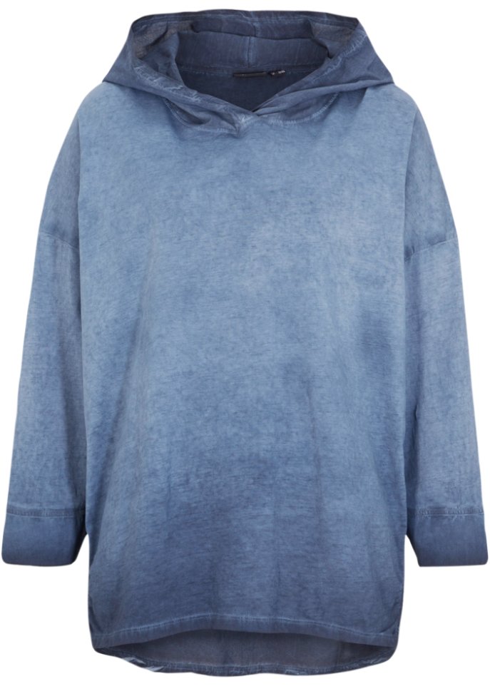 Oversize-Shirt aus Materialmix in blau von vorne - bpc bonprix collection