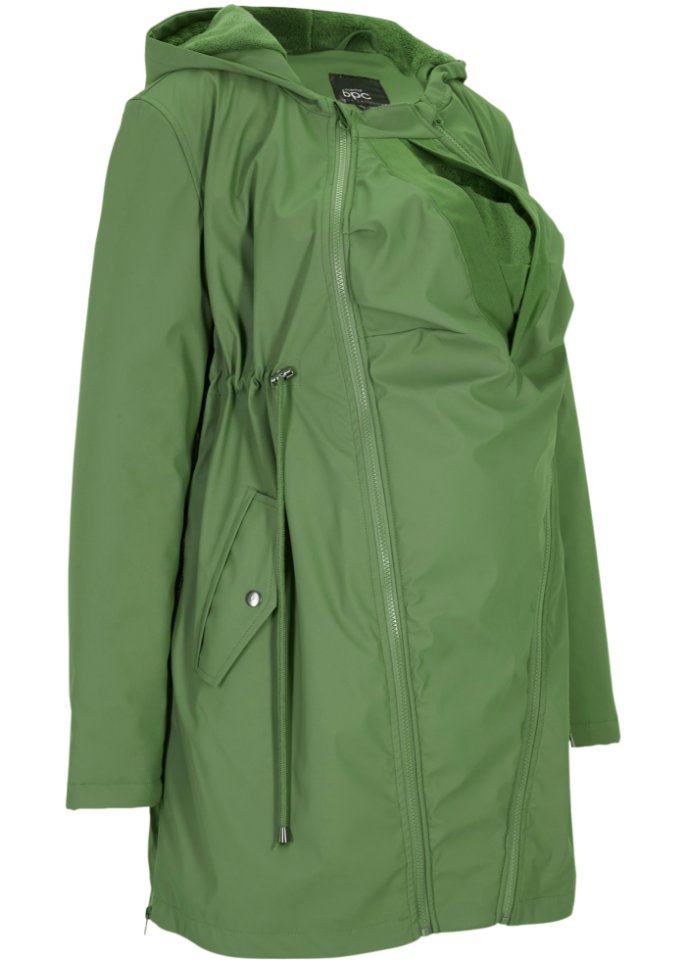 Trage-Jacke / Regen-Umstandsjacke, gefüttert in grün von vorne - bpc bonprix collection