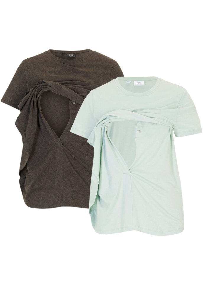 Umstandsshirt / Stillshirt, (2er Pack) in grau von vorne - bpc bonprix collection