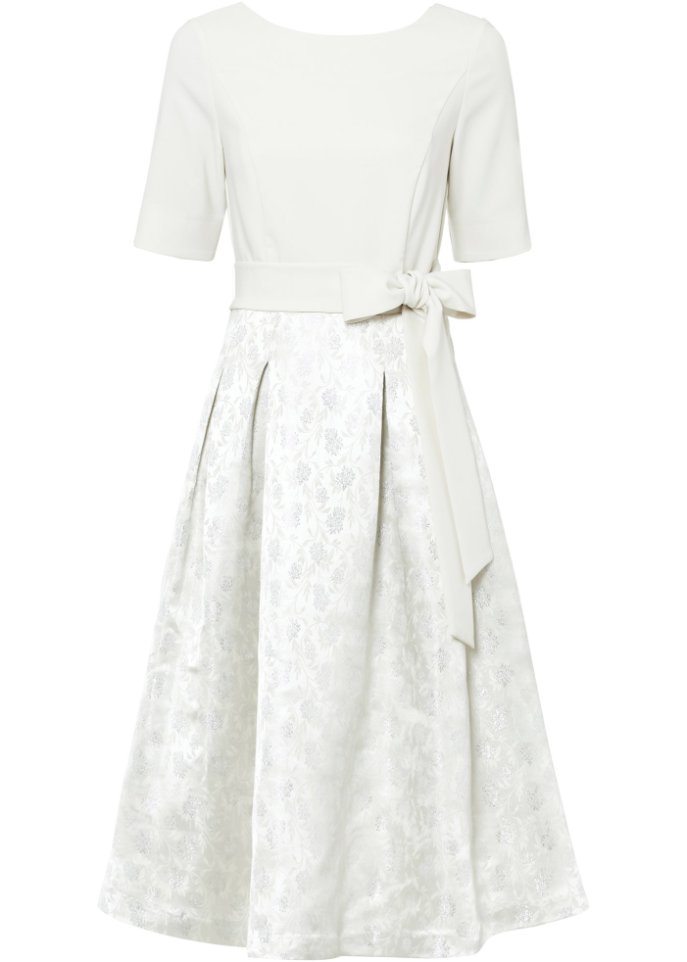 Brautkleid mit Jacquard in weiß von vorne - bpc selection premium