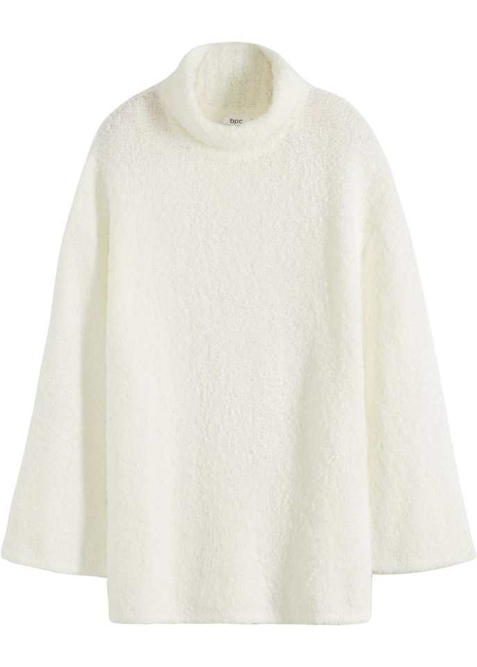 Pullover aus Bouclègarn mit ausgestellten Ärmel in weiß von vorne - bpc bonprix collection