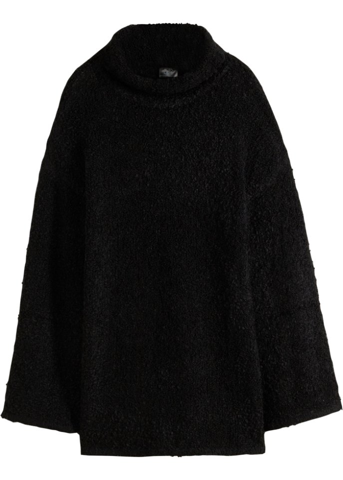 Pullover aus Bouclègarn mit ausgestellten Ärmel in schwarz von vorne - bpc bonprix collection
