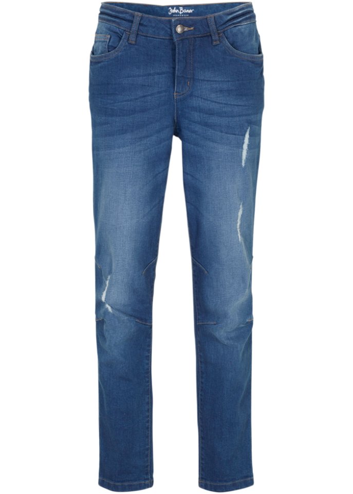 Stretch-Boyfriend-Jeans in blau von vorne - John Baner JEANSWEAR