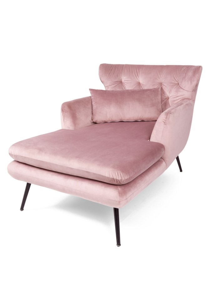 Samt Sessel mit Fußteil in rosa von vorne - bpc living bonprix collection