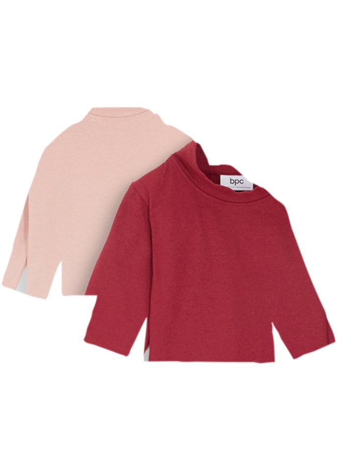 Langarmshirt (2er Pack) in rosa von vorne - bpc bonprix collection
