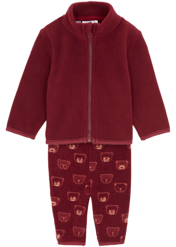 Baby Fleece-Anzug (2-tlg.Set)  in rot von vorne - bpc bonprix collection