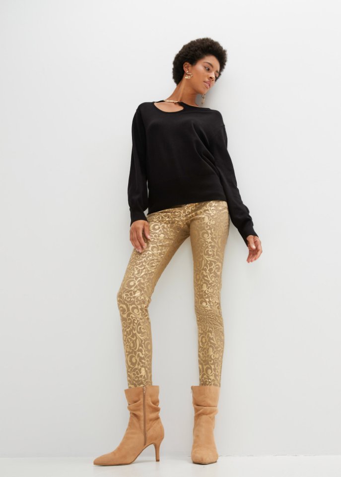 Stylische Hose mit eng anliegender Passform - gold