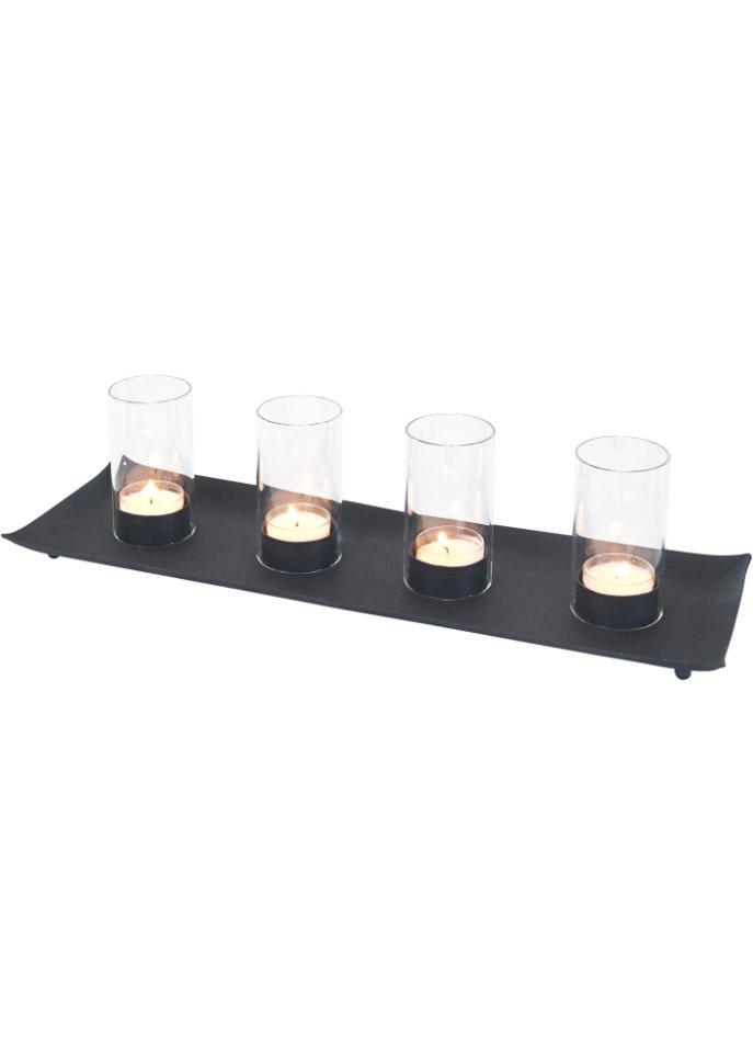 Teelichthalter mit Tablett und Glasröhren in schwarz - bpc living bonprix collection