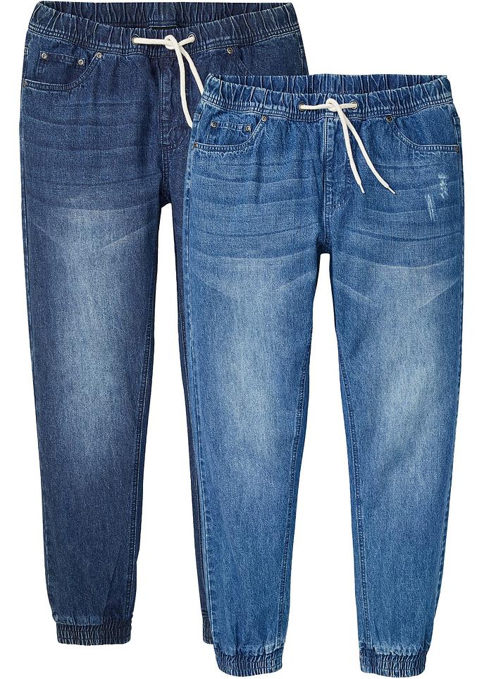 Regular Fit Schlupfjeans, Straight (2er Pack) in blau von vorne - RAINBOW