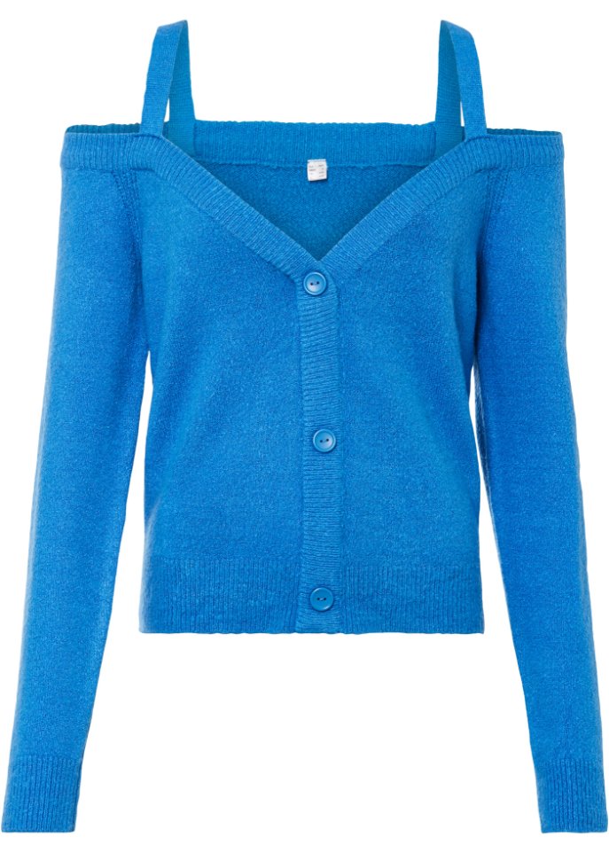 Off-Shoulder Pullover  in blau von vorne - BODYFLIRT boutique