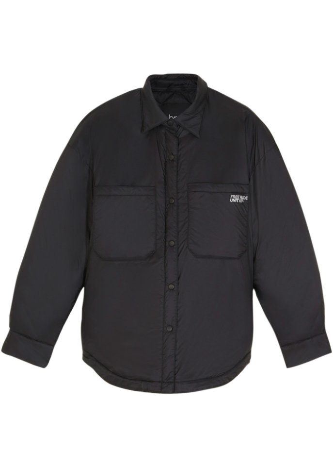 Jungen Winterjacke, Shirt Hybrid in schwarz von vorne - bpc bonprix collection