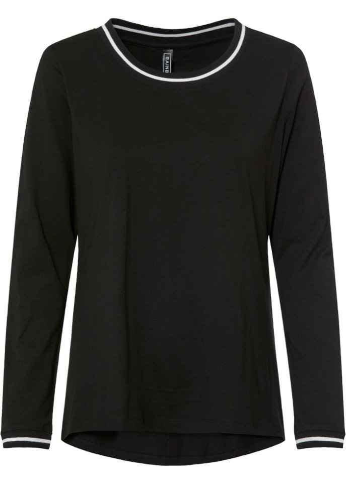 Langarmshirt aus Bio Baumwolle in schwarz von vorne - RAINBOW