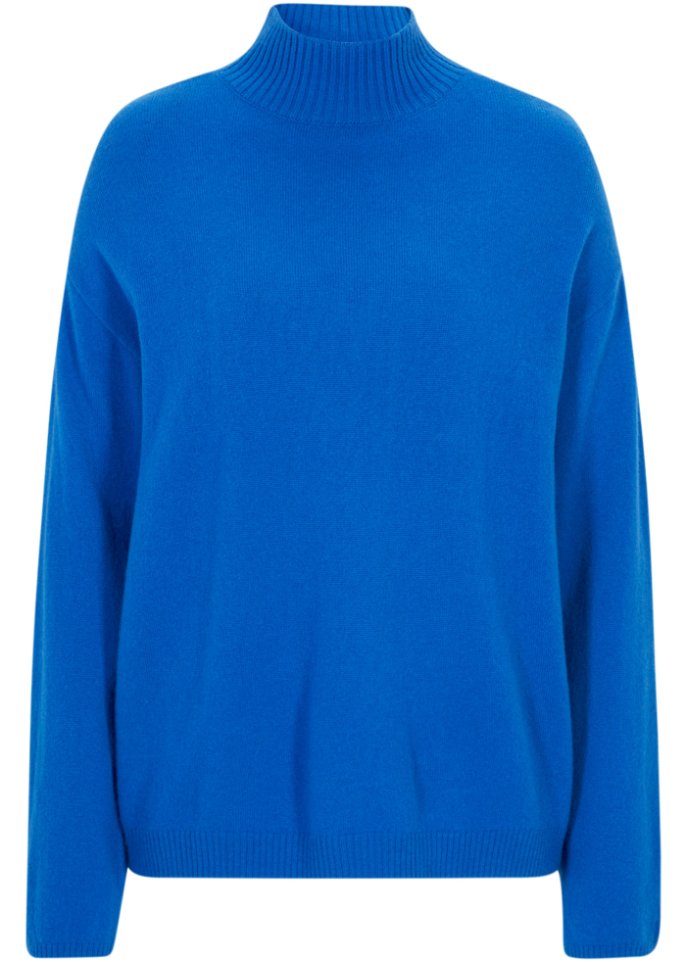 Oversize-Wollpullover mit Good Cashmere Standard®-Anteil in blau von vorne - bonprix PREMIUM