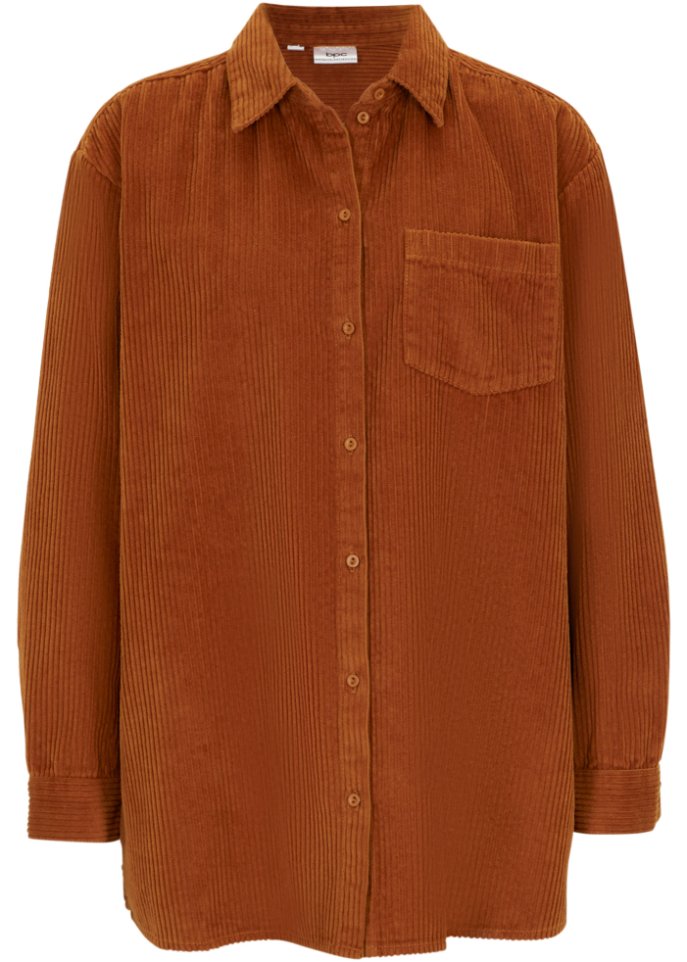 Cord-Hemd aus Baumwolle in braun von vorne - bpc bonprix collection