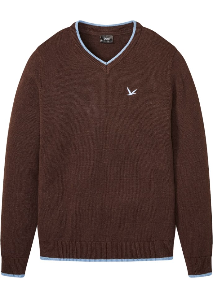 Pullover mit V-Ausschnitt in braun von vorne - bpc bonprix collection