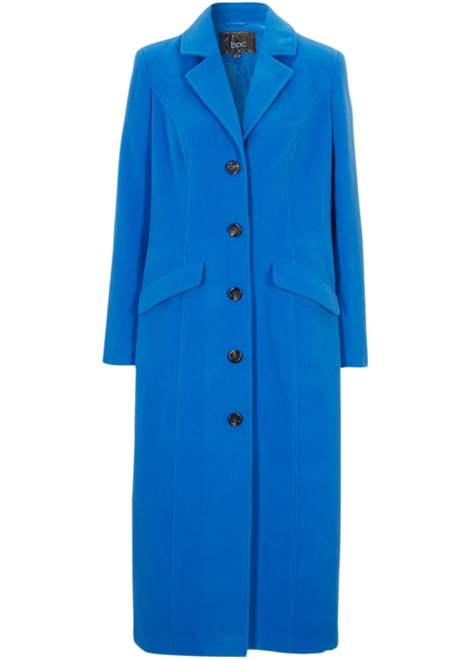 Mantel aus Wollimitat in Maxilänge in blau von vorne - bpc bonprix collection