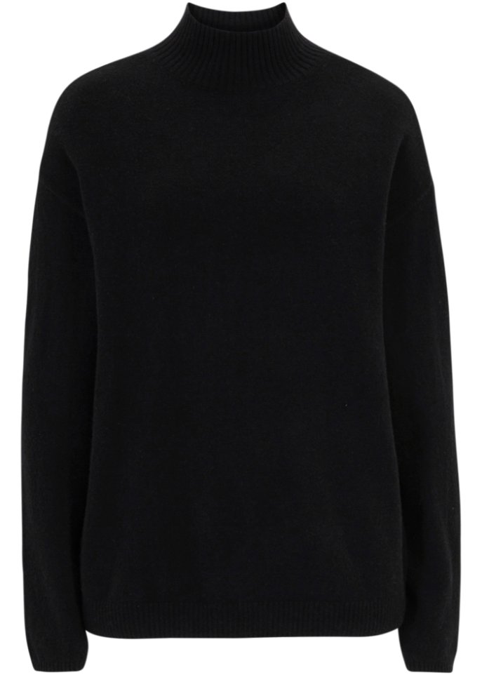 Oversize-Wollpullover mit Good Cashmere Standard®-Anteil in schwarz von vorne - bpc selection premium