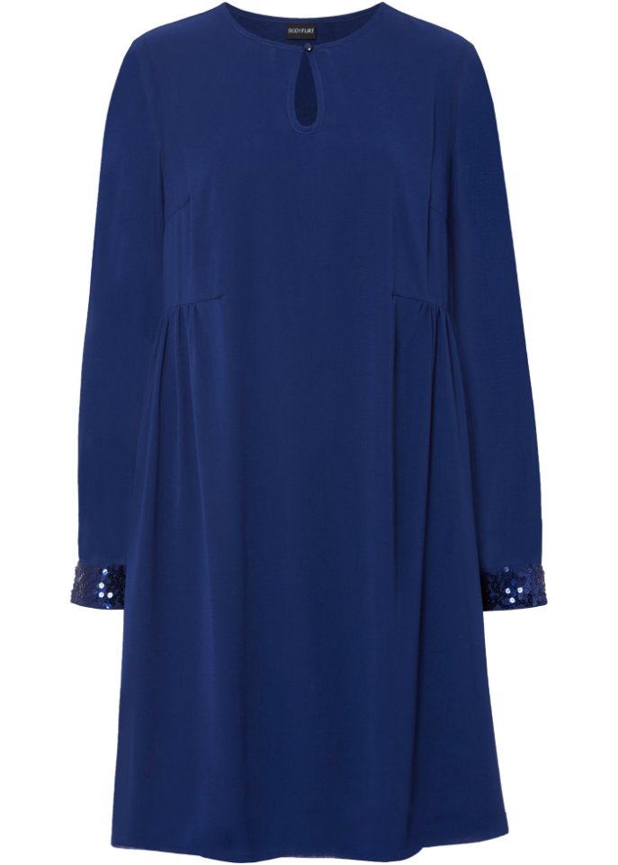 Kleid mit Paillettendetail in blau von vorne - BODYFLIRT