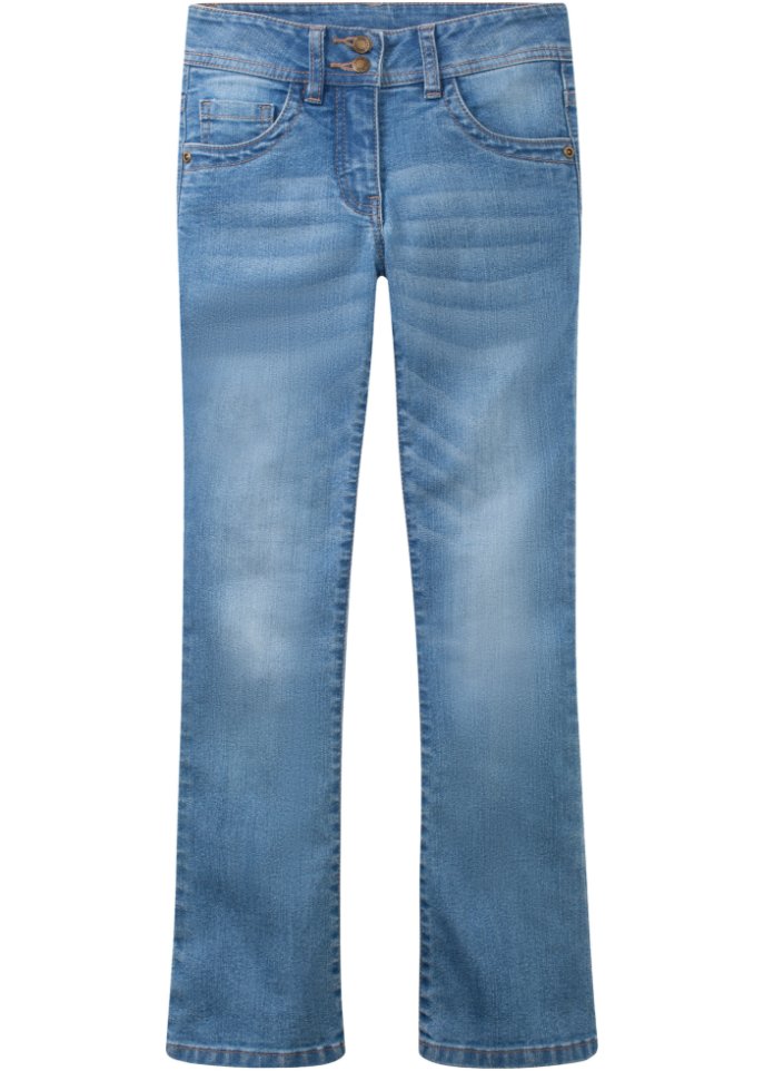 Mädchen Bootcut Stretch-Jeans in blau von vorne - John Baner JEANSWEAR