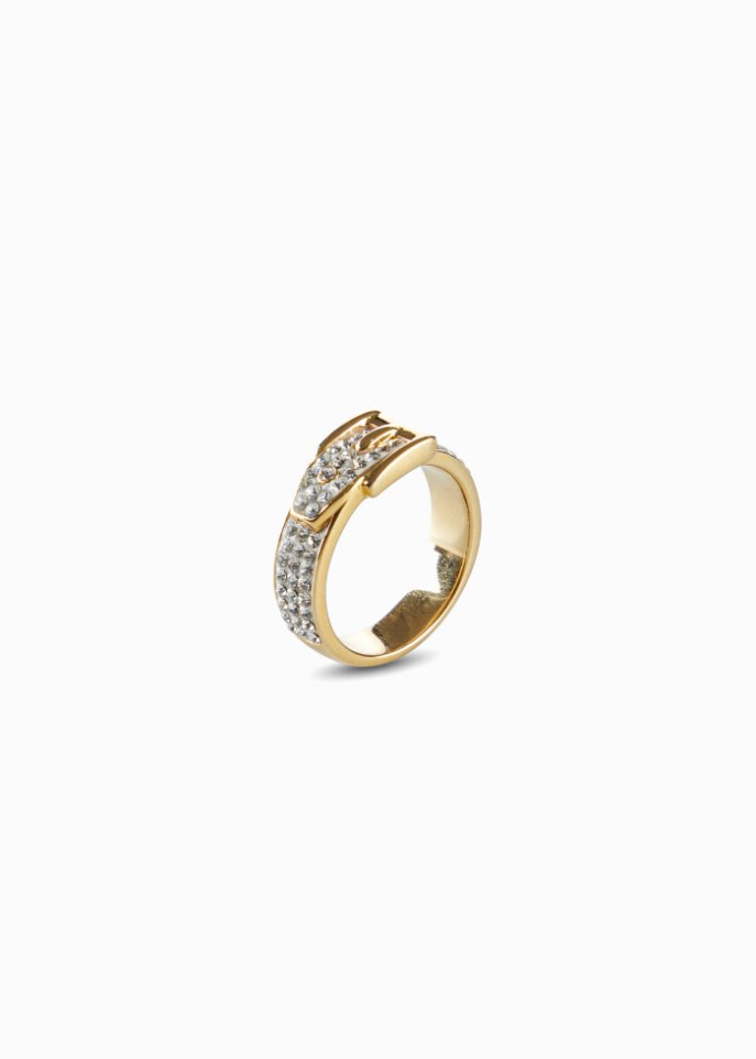 Ring veredelt mit Glaskristallen in gold - bpc bonprix collection
