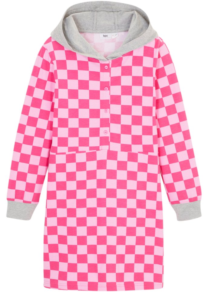 Mädchen Kapuzen-Jerseykleid  in pink von vorne - bpc bonprix collection