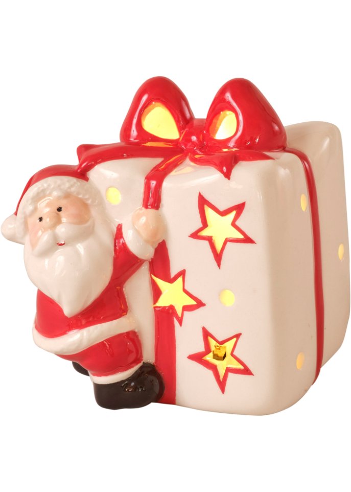 LED-Deko-Figur Santa mit Geschenk in weiß - bpc living bonprix collection