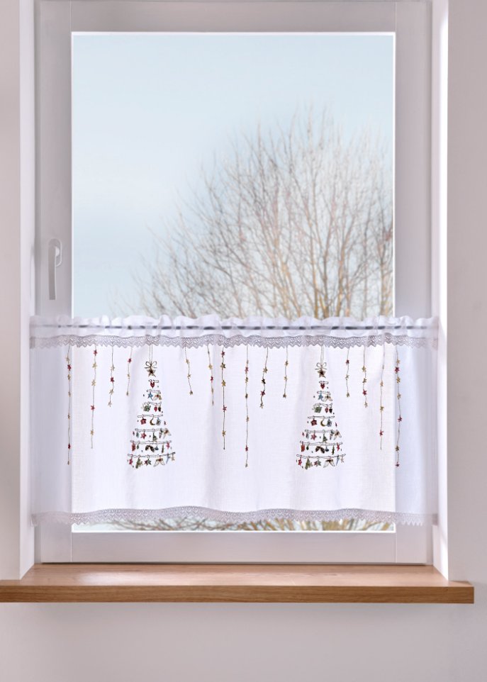 Scheibengardine mit Weihnachtsbaum in weiß - bpc living bonprix collection