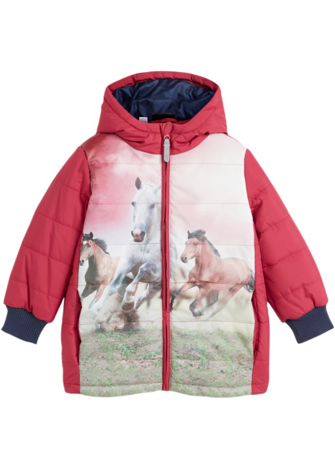 Mädchen Winterjacke mit Pferdemotiv in pink von vorne - bpc bonprix collection