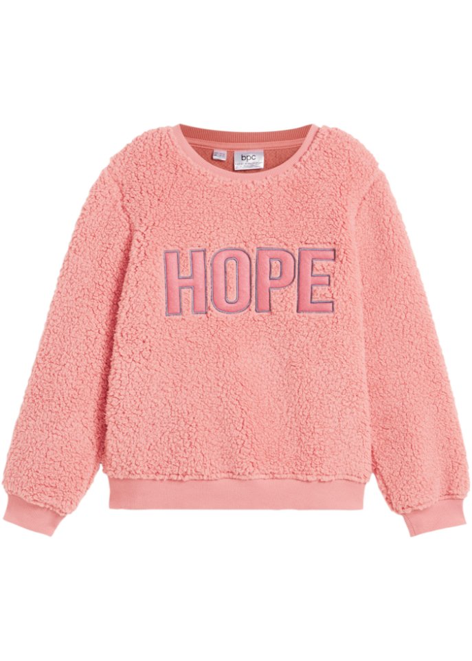 Mädchen Teddyfleece-Shirt in rosa von vorne - bpc bonprix collection