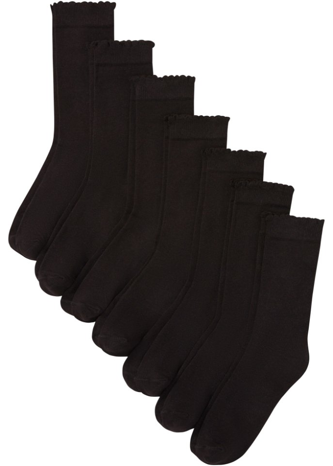 Socken (7er Pack) mit Wellenkante mit Bio-Baumwolle in schwarz von vorne - bpc bonprix collection