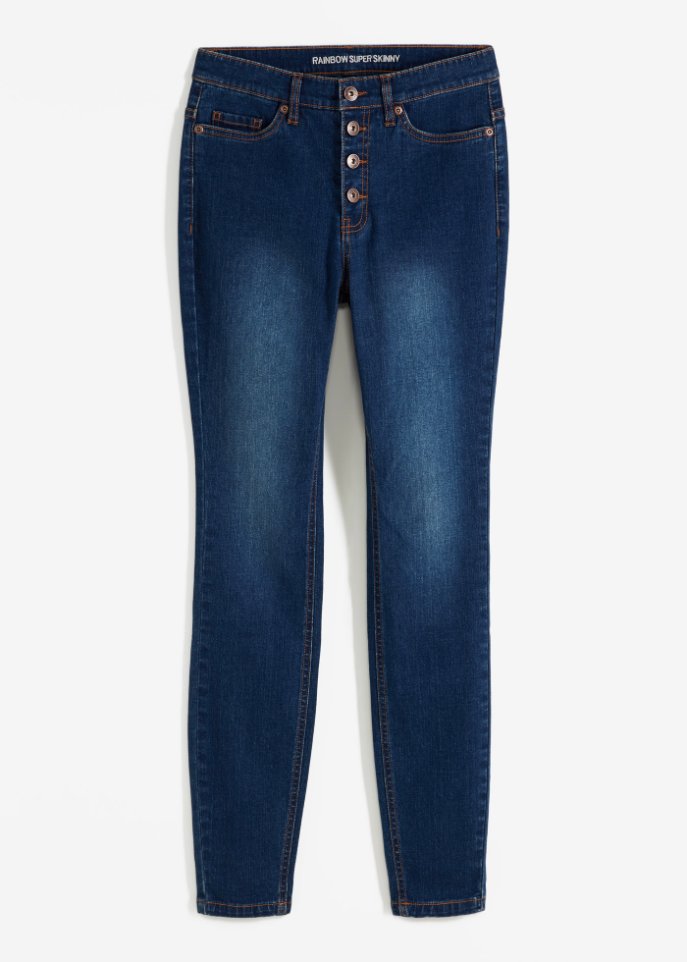 Super Skinny-Jeans  in blau von vorne - RAINBOW