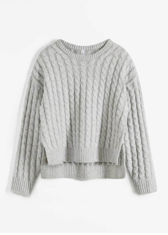 Pullover mit Cable Knit in weiß von vorne - RAINBOW