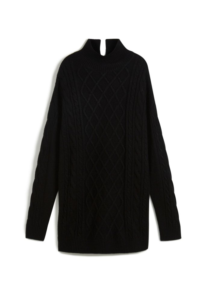 Oversize-Pullover mit Stehkragen in schwarz von vorne - bpc bonprix collection