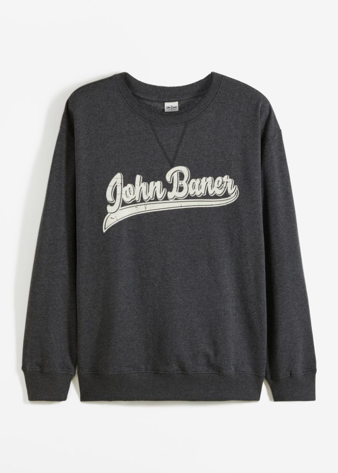 Sweatshirt mit recyceltem Polyester, Loose Fit in grau von vorne - John Baner JEANSWEAR