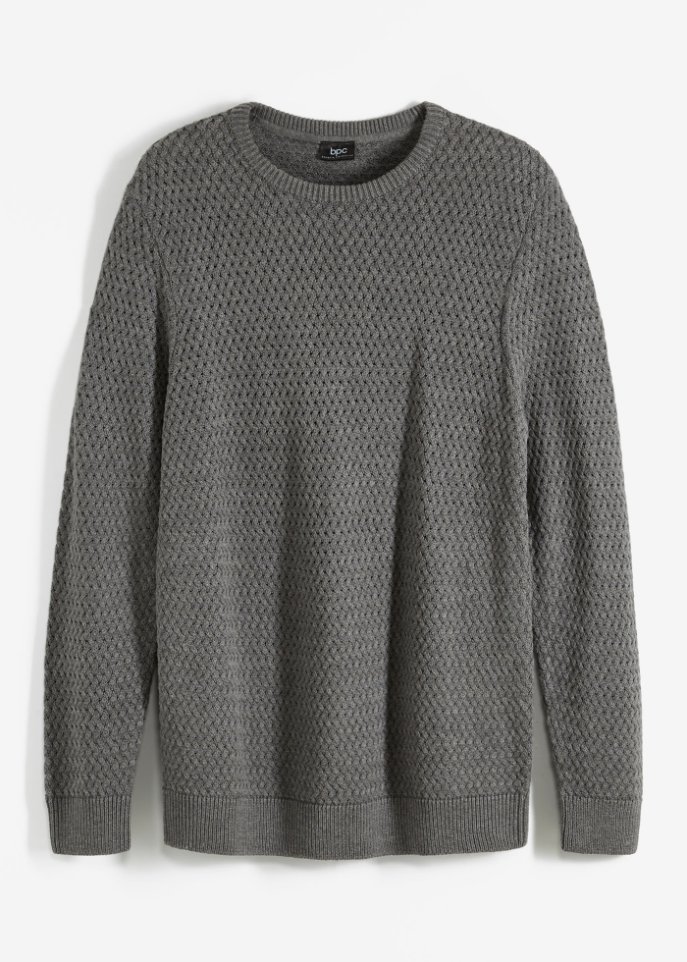 Pullover mit Komfortschnitt in grau von vorne - bpc bonprix collection