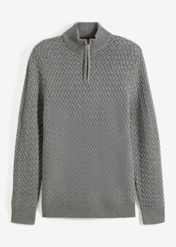 Troyer Pullover in grau von vorne - bpc bonprix collection