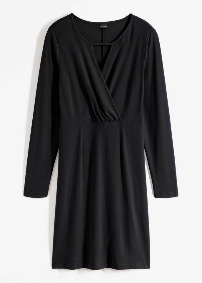 Jersey-Kleid in schwarz von vorne - BODYFLIRT