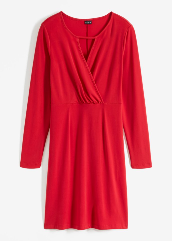 Jersey-Kleid in rot von vorne - BODYFLIRT