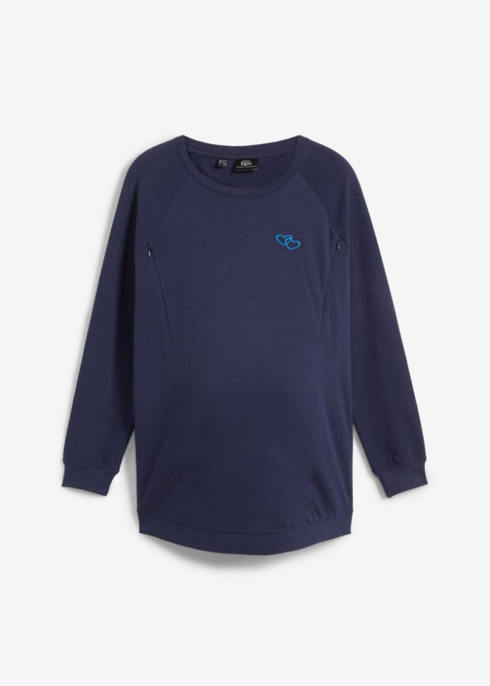 Umstands- / Stillsweatshirt mit Baumwolle in blau von vorne - bpc bonprix collection
