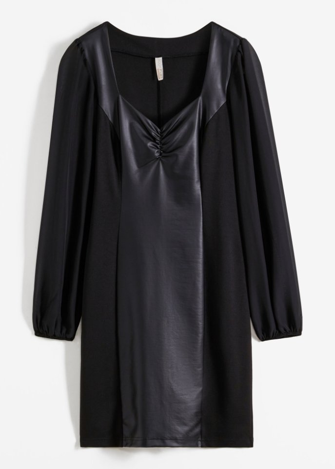 Kleid mit Mesh in schwarz von vorne - BODYFLIRT boutique