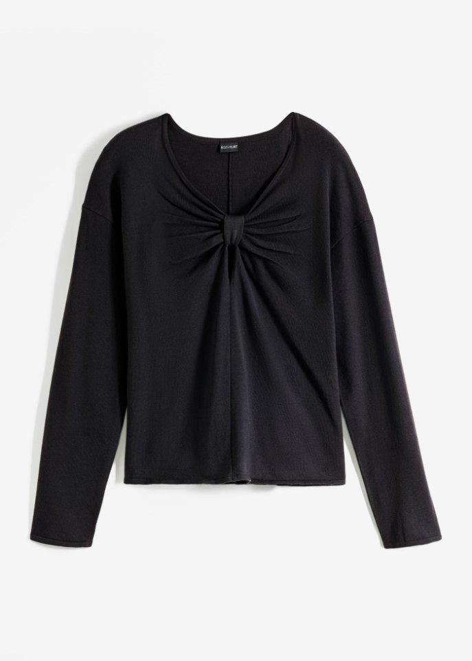 Pullover mit Twist in schwarz von vorne - BODYFLIRT