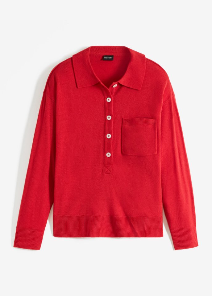 Polo-Pullover  in rot von vorne - BODYFLIRT