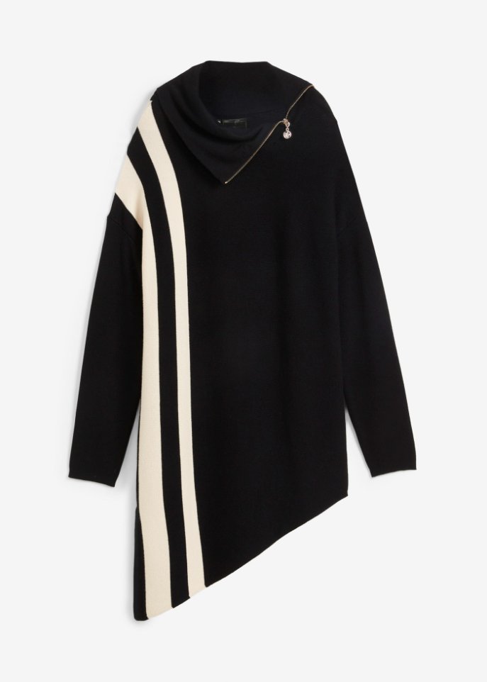 Zipfel Pullover  in schwarz von vorne - bpc selection