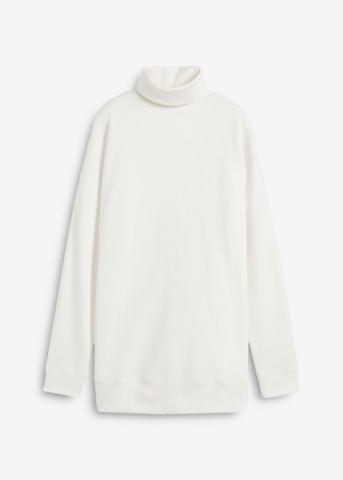 Sweatshirt mit Rollkragen aus Bio - Baumwolle in weiß von vorne - bpc bonprix collection