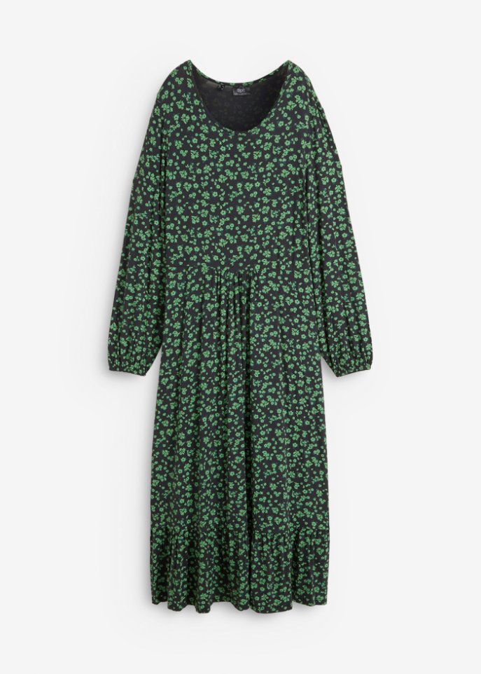 Midi-Jersey-Kleid  in grün von vorne - bpc bonprix collection