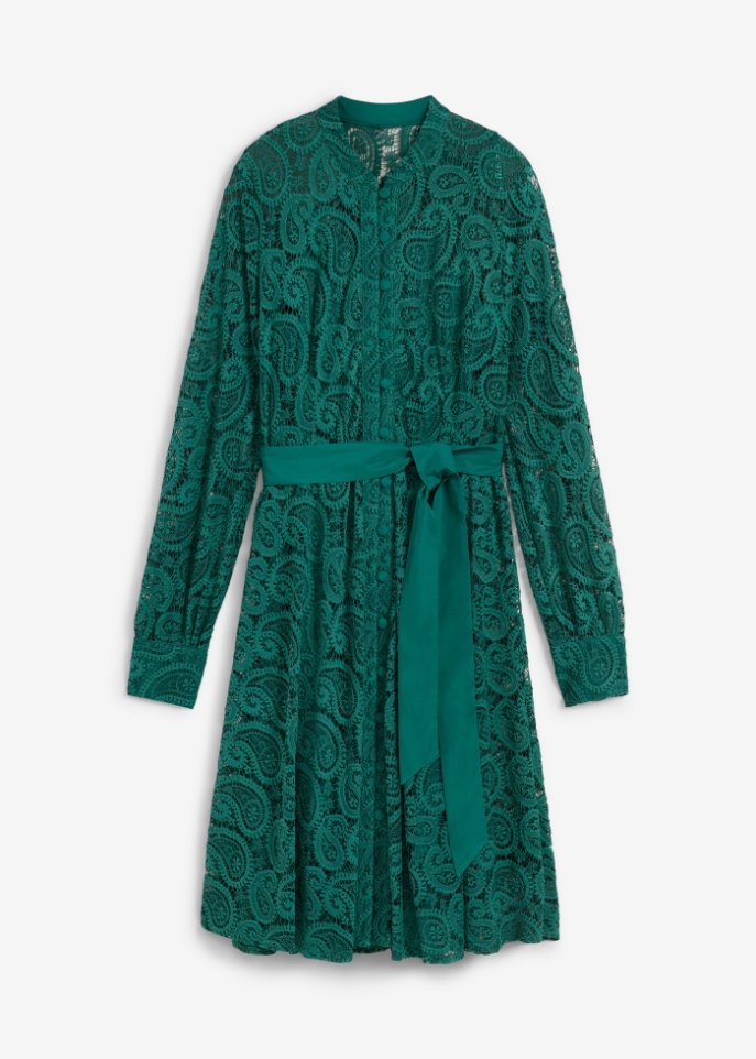 Spitzen-Hemdblusenkleid  in grün von vorne - bpc selection premium