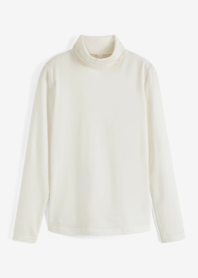 Rollkragen-Stretch-Shirt, Langarm in weiß von vorne - bpc bonprix collection