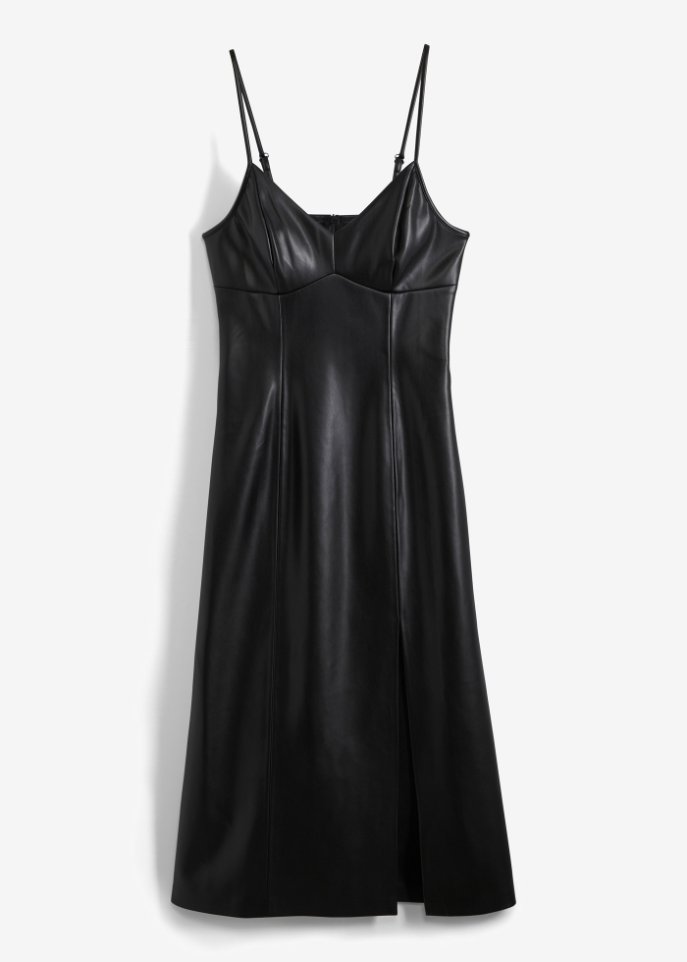 Lederimitat-Kleid in schwarz von vorne - RAINBOW