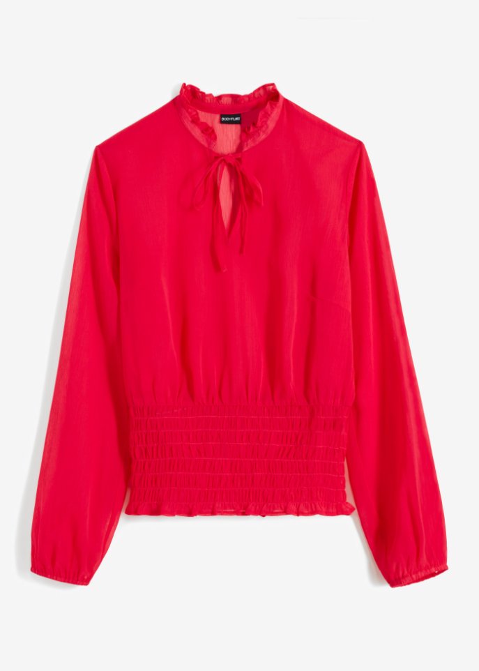 Chiffon-Bluse in rot von vorne - BODYFLIRT