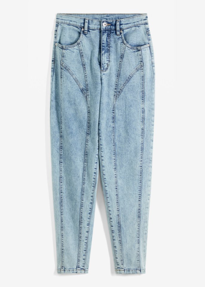 Barrel Jeans mit Teilungsnähten in blau von vorne - RAINBOW